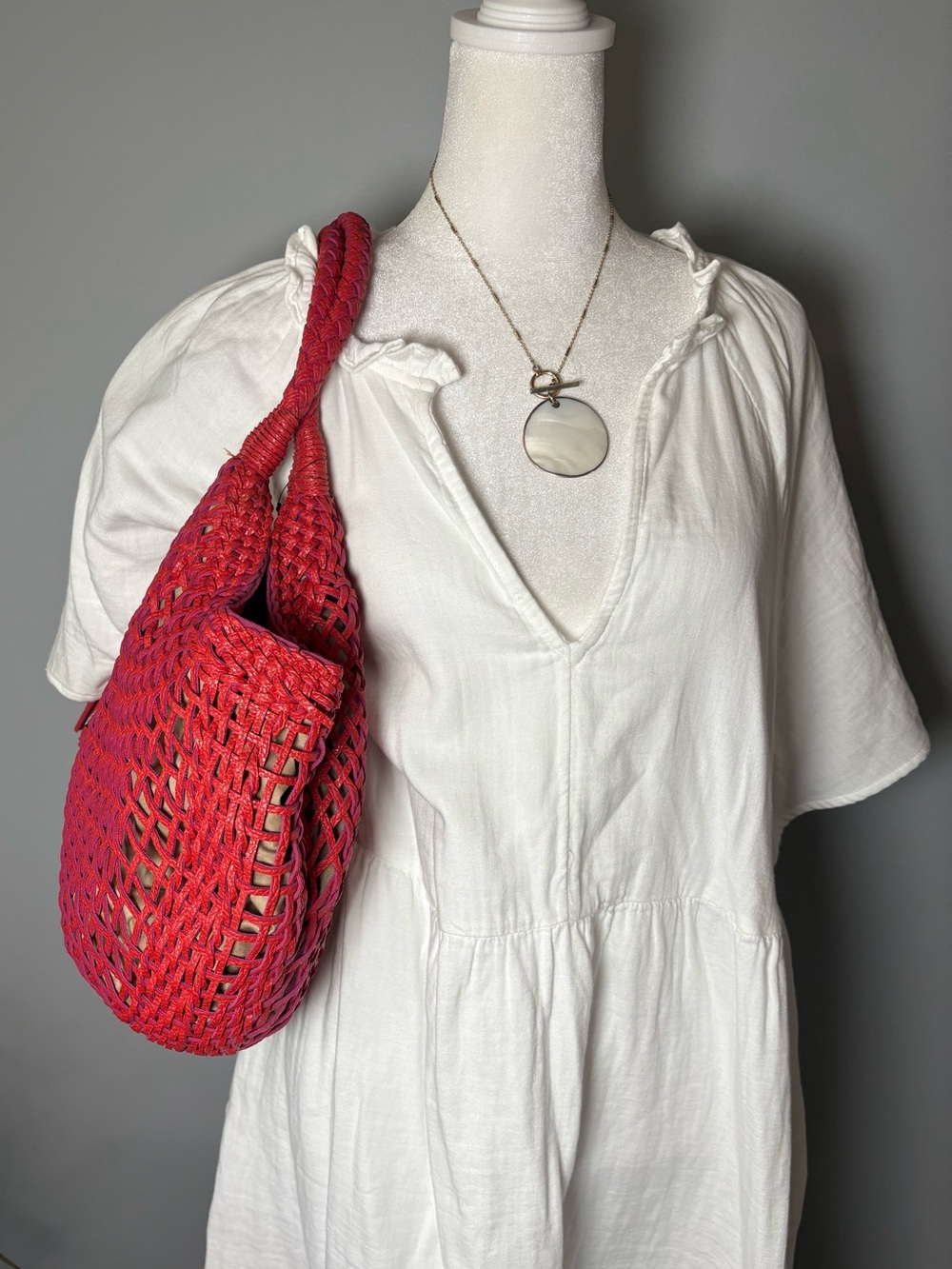 Sondra Roberts SR2 Woven Red Tote Purse NWT Vegan Leather Tassel Shoulder Bag